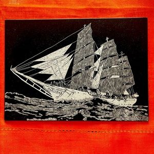 5x7 scratchboard art hand carved original